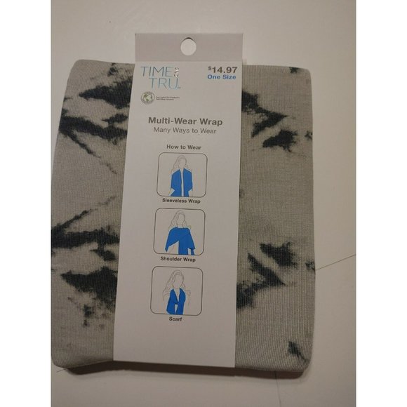 Time and Tru Accessories - Time and Tru Light Green and Moss Multi Wear Sleeveless Wrap Shawl Scarf OS
